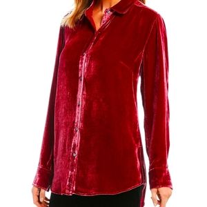 Red Silk Suede Velvet Blouse B48 | Poshmark